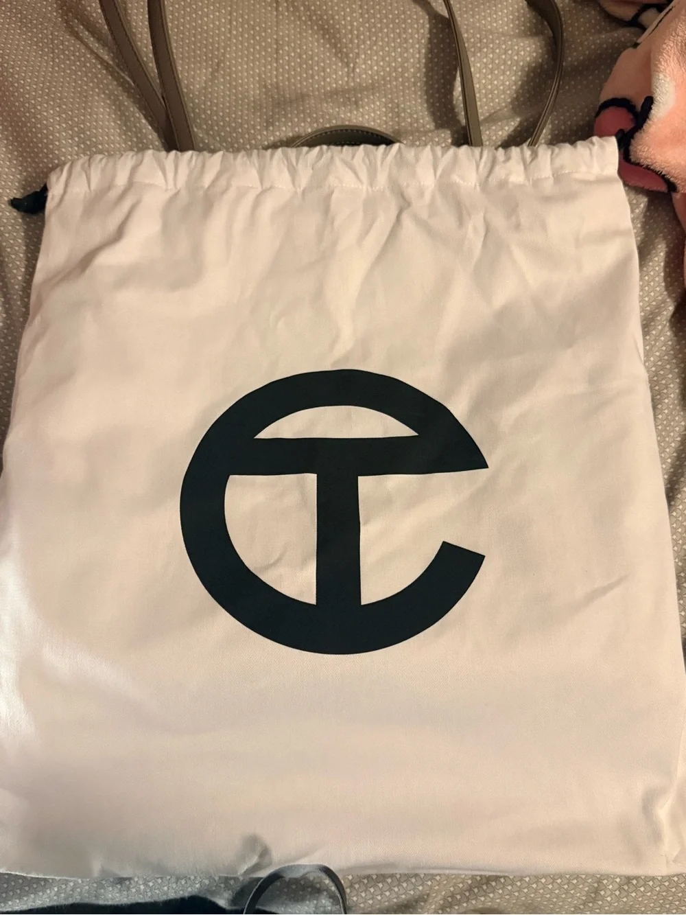 Telfar Medium Taupe vegan Leather Tote Bag with Embossed Logo